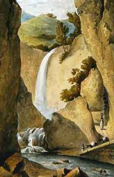 Waterfall on the Windward Road near Kingston from A Picturesque Tour of the Island of Jamaica - view 1