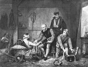 Ambroise Pare treating wounded soldiers by Edouard Jean Conrad Hamman