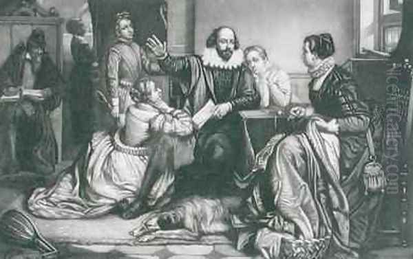 Shakespeare with his Family at Stratford Reciting the Tragedy Hamlet - view 1