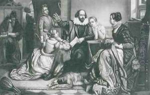 Shakespeare with his Family at Stratford Reciting the Tragedy Hamlet by Edouard Jean Conrad Hamman