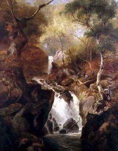Waterfall through a Woodland by Edward Henry Holder
