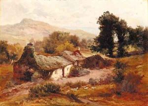 A croft in a Highland landscape by Edward Henry Holder