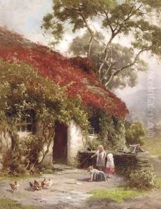 A game outside the cottage by Edward Henry Holder