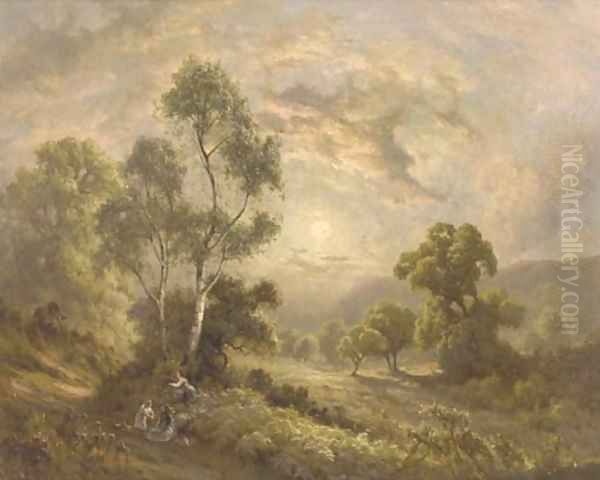 Children playing on a hillside path - view 1