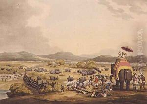 Driving Elephants Into A Keddah by Samuel Howitt