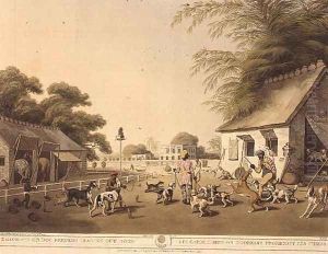 Dooreahs or Dog Keepers Leading Out Dogs by Samuel Howitt