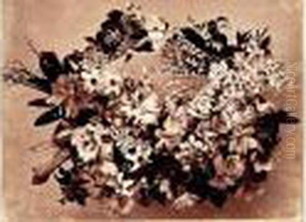 Etude De Fleurs En Couronne, Avec Lys Et Muguet, Vers 1854 - view 1