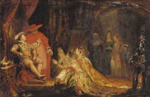The three Catholic Queens praying before King Henry VIII