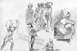 A sheet of figure studies by Sir George Hayter
