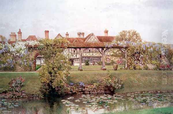 Great Tangley Manor Surrey with the Lily Pond and covered walk - view 1