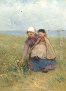 Gathering wild flowers by Edith Hume