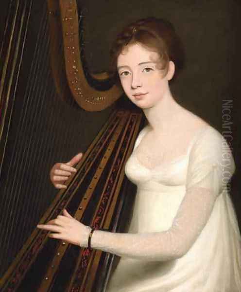 Portrait of a Young Woman playing the Harp - view 1