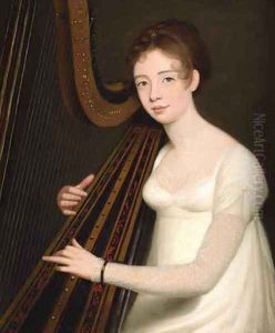Portrait of a Young Woman playing the Harp by Robert Home