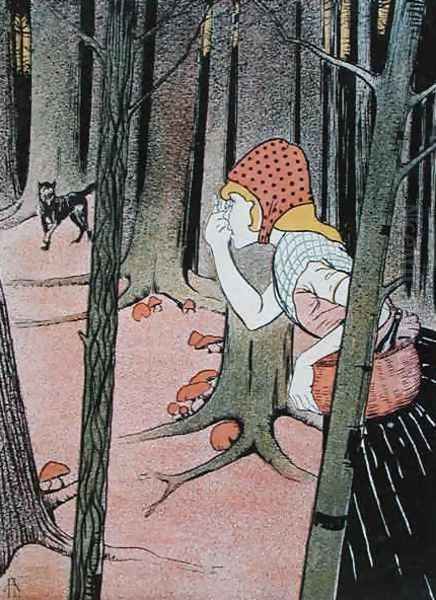 Little Red Riding Hood sees the Wolf in the Forest - view 1