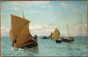 Luggers Picking up Moorings