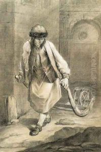 A Saxon pulling a Wheelbarrow by Charles-Francois Hutin
