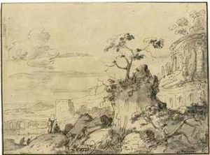 A Wooded Landscape With Ruins by Bartholomeus Breenbergh