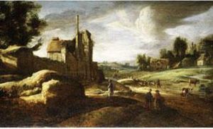 Weite Flusslandschaft Mit Gebauden Weite Flusslandschaft Mit Gebauden