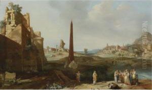 Extensive Italianate Landscape With The Finding Of Moses by Bartholomeus Breenbergh
