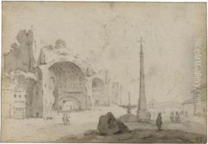 Fantasy View Of Rome, With The
Basilica Of Constantine And Theobelisk Of Palazzo Del Popolo by Bartholomeus Breenbergh