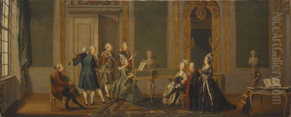 Gustavian Style Interior with a Musical Party - view 1