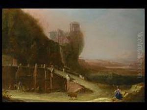 Italienische Landschaft Mit Burg Und Brucke by Bartholomeus Breenbergh