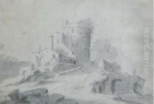 Ruins Of An Old Fort On A Hilltop