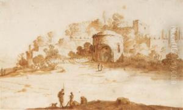 Figures Outside A Roman City - view 1