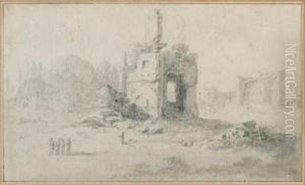 Figures Near Roman Ruins - view 1