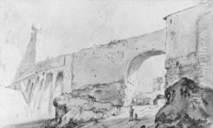 A Capriccio View Of A Roman City, The Cupola Of A Church To Theleft by Bartholomeus Breenbergh