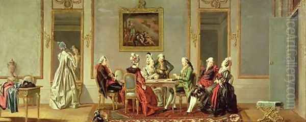 Gustavian Style Interior with Card Players - view 1