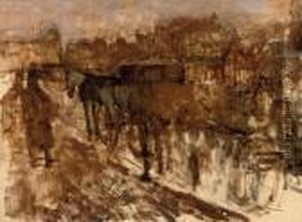 A Horse-drawn Cart On The Rokin, Amsterdam - view 1