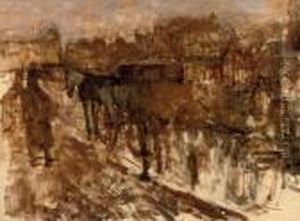A Horse-drawn Cart On The Rokin, Amsterdam by George Hendrik Breitner