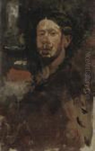 Self-portrait With Red Background - view 1
