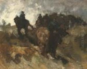 Wandelrit Van De Cavalerie In De Duinen: Cavalry In The Dunes by George Hendrik Breitner
