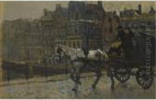 A Horse-drawn Cart On The Eenhoornsluis Crossing The Korte Prinsengracht, Amsterdam - view 1