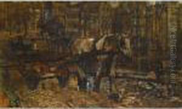 A Horse-drawn Cart Crossing The Nieuwe Brug On The Damrak, Amsterdam - view 1
