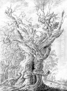 A gnarled and ancient oak by Pehr Hillestrom