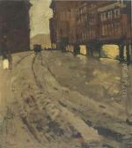 Paleisstraat In The Snow At Dusk, Amsterdam by George Hendrik Breitner