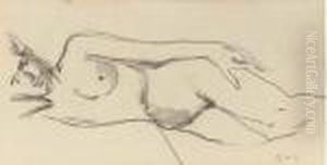 Reclining Nude - A Study (recto); A Seated Nude (verso) by George Hendrik Breitner