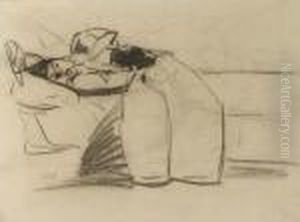 Reclining Girl In A Kimono - A
Study (recto); A Seated Nude And Three Waspitten - A Study (verso) by George Hendrik Breitner