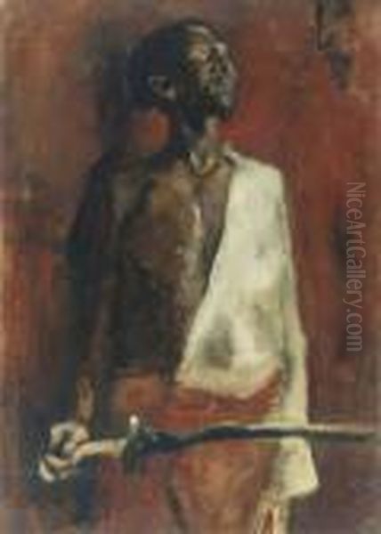 Portrait Of The African Fighter 
Adolf Boutar (recto); Three Waspitten Walking Down A Street (verso) - view 1