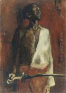 Portrait Of The African Fighter 
Adolf Boutar (recto); Three Waspitten Walking Down A Street (verso) by George Hendrik Breitner