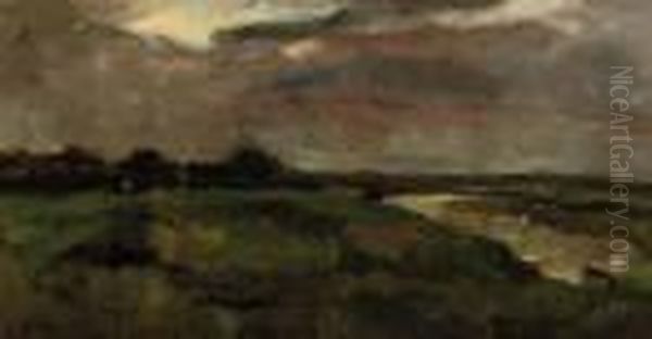Zomerregen: A Polderlandscape In Grey Weather - view 1