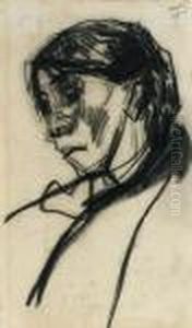 The Head Of A Woman Looking Down (recto); Study Of A Seated Figure(verso) by George Hendrik Breitner