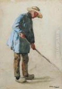 A Gardener Reeking (recto); And A Man In A Top-hat Reading A Letter(verso)