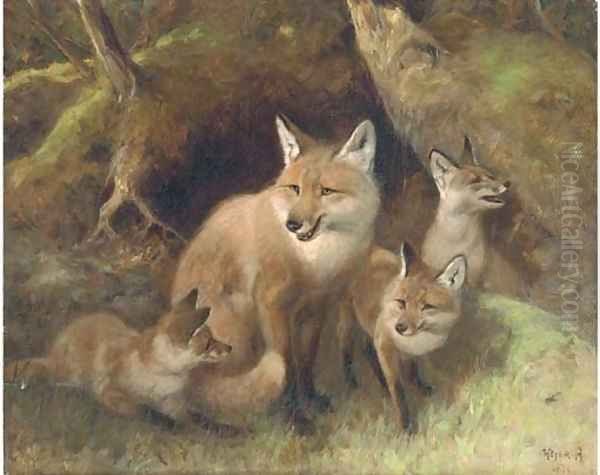 A fox with cubs - view 1
