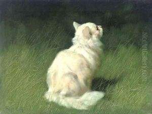 A Persian cat in a garden by Arthur Heyer