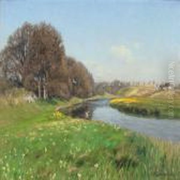 Summer Landscape With Stream Near Herlufsholm - view 1