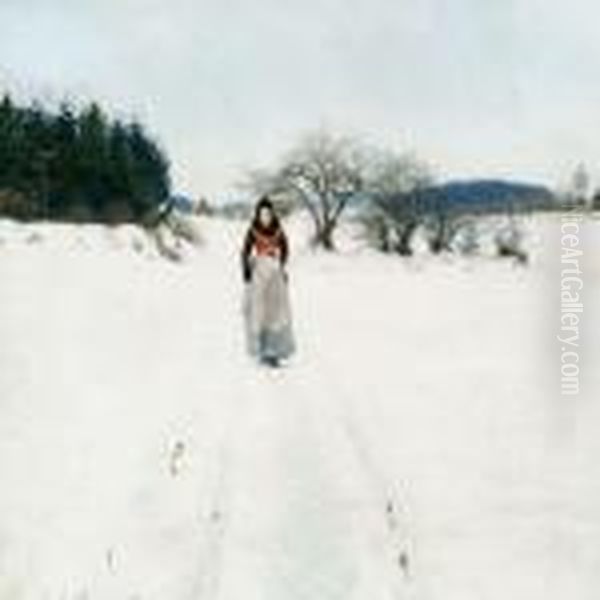 A Peasant Woman On A Snowy Path - view 1
